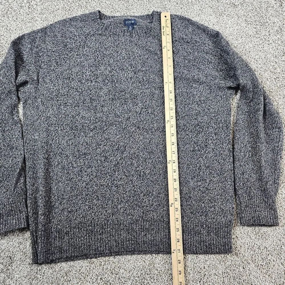 J Crew Sweater Mens XL Gray Lambswool Blend Heathered Raglan Crewneck Pullover